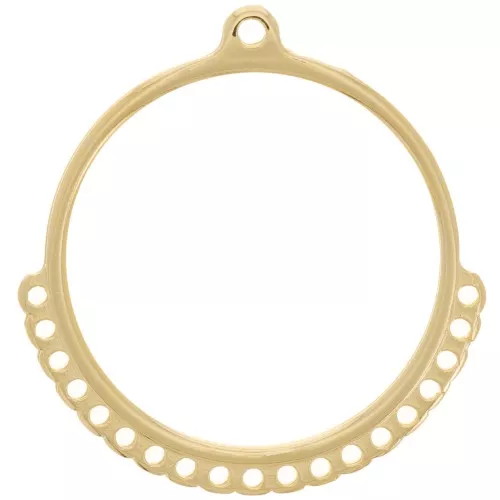 Pendente cerchio incavato 32 mm, multiforo - Dorato con oro fino x1