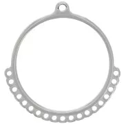 Pendente cerchio incavato 32 mm, multiforo - Argento antico x1