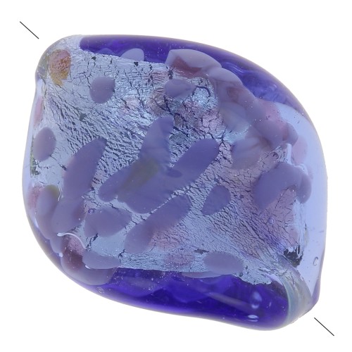 Foglia d'argento ritorta di Murano 20x15 mm - Blu x1