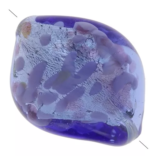 Foglia d'argento ritorta di Murano 20x15 mm - Blu x1