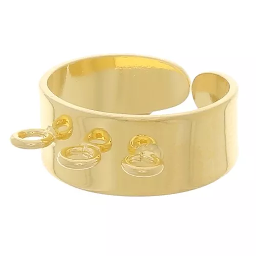 Anello largo 3 anelli - Misura regolabile da 53 a 57 - Dorato oro fino x1