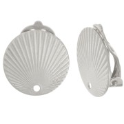 Clip per orecchie rotonde effetto plissettato 15 mm con foro - Placcate argento x2|raw }}