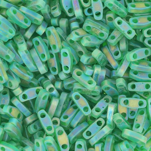 Miyuki Quarter Tila Beads 5x1.2x1.9 mm QTL-146FR - Transparent Green AB Mat x10g