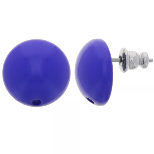 Orecchini tondi in resina da 14 mm - Royal Blue x2