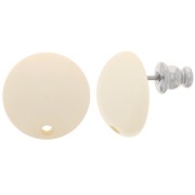 Orecchini tondi in resina da 14 mm - Beige x2|raw }}