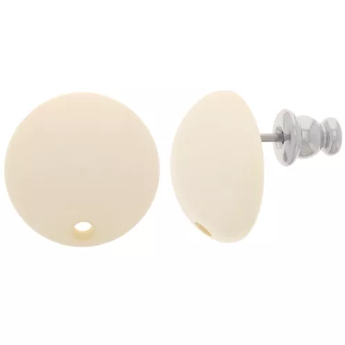 Orecchini tondi in resina da 14 mm - Beige x2