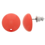 Orecchini tondi in resina da 14 mm - Rosso corallo x2|raw }}