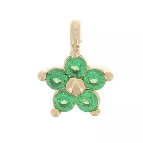 Mini ciondolo fiore con ossido di zirconio 6 mm - placcato oro 3 micron - verde x1