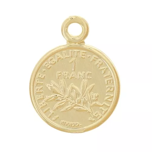 Ciondolo Moneta 8 mm - 1 franco - placcato oro 3 micron x1