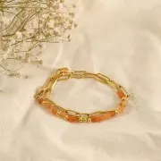 Perle stella da 4 mm in pietra semipreziosa colorata - Imitazione corniola x4