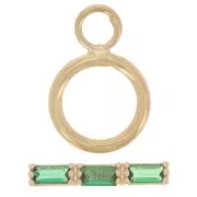 Chiusura a T da 9 mm - Barra in ossido di zirconio - Placcata oro 3 micron - Verde x1