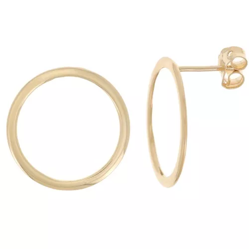 Orecchini piatti a cerchio scavato 20 mm - placcato oro 3 micron x2
