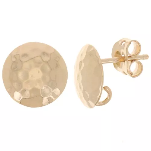 Orecchini tondi martellati 11 mm - a cerchio aperto - placcati oro 3 micron x2