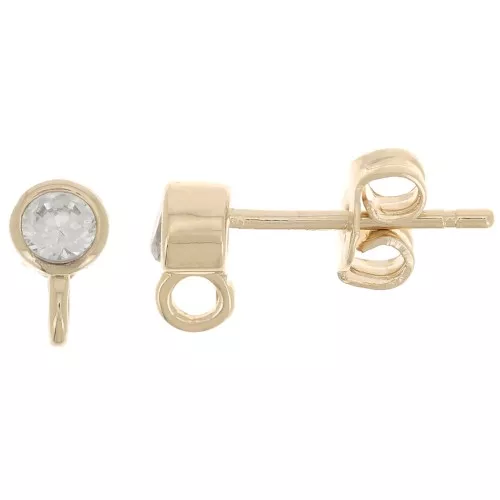 Orecchini tondi in ossido di zirconio 4 mm - Placcati oro 3 micron x2