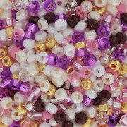 Perle di semi Preciosa 8/0 3 mm - Mix opaco - trasparente pesca - viola x20g|raw }}
