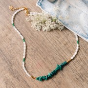 Perle chips 5 - 8 mm pietra semi preziosa - Malachite x80cm