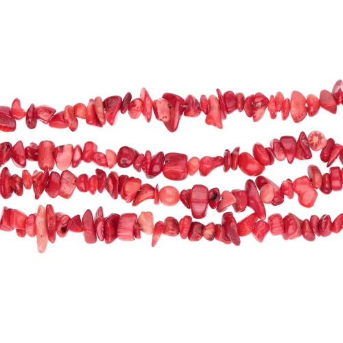 Perle chips 5 - 8 mm bambù marino tinto da 8 mm - Rosso Corallo x80cm