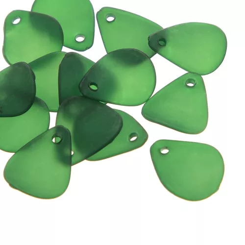 Petali di fiori acrilici 17x14 mm con effetto smerigliato - Verde scuro x15