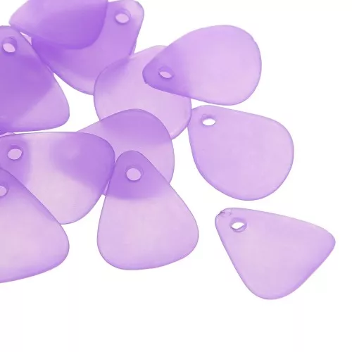Petali di fiori acrilici 17x14 mm con effetto smerigliato - Viola x15