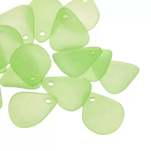 Petali di fiori acrilici 17x14 mm con effetto smerigliato - Verde chiaro x15