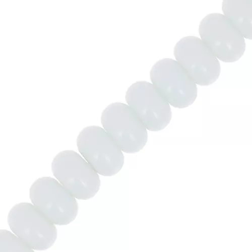 Perle rotonde - Heishi in vetro 8x5 mm - Bianco x40cm