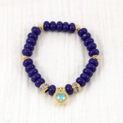 Perle rotonde - Heishi in vetro 8x5 mm - Blu scuro x40cm