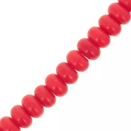 Perle rotonde - Heishi in vetro 8x5 mm - Rosso x40cm