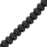 Perla a disco - Heishi in vetro 8x5 mm - Nero x 38 cm