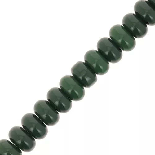 Perle rotonde - Heishi in vetro 8x5 mm - Verde scuro x40cm
