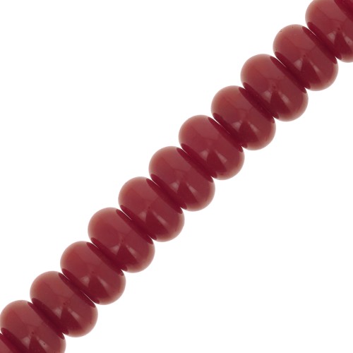 Perla a disco - Heishi in vetro 8x5 mm - Bordeaux x 38 cm