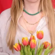 Perle rotonde - Heishi in vetro 8x5 mm - Lichene x40cm