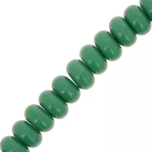 Perle rotonde - Heishi in vetro 8x5 mm - Verde abete x39cm