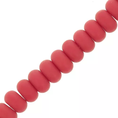Perle rotonde - Heishi in vetro 8x5 mm - Tappetino rosso x40cm