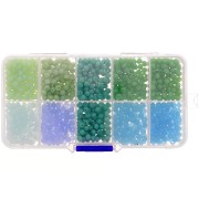 Assortimento di perline tonde sfaccettate Tonde appiattite 4x3mm Verde Blu x1000|raw }}