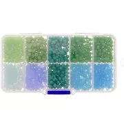 Assortimento di perline tonde sfaccettate Tonde appiattite 4x3mm Verde Blu x1000