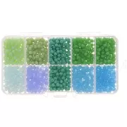 Assortimento di perline tonde sfaccettate Tonde appiattite 4x3mm Verde Blu x1000