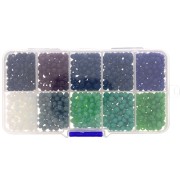 Assortimento di perline tonde sfaccettate appiattite 4x3mm Multi scuro x1000