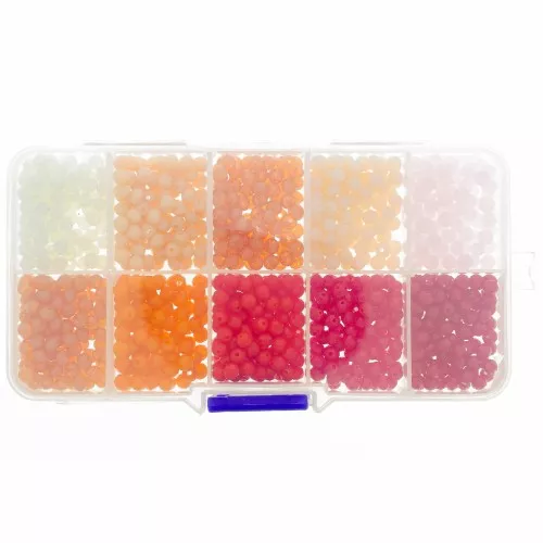 Assortimento di perline tonde sfaccettate appiattite 4x3mm Rosa Rosso x1000