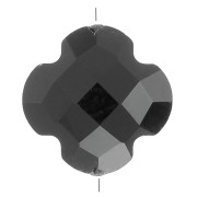 Perla sfaccettata a forma di trifoglio 12 mm in vetro - Nero x1