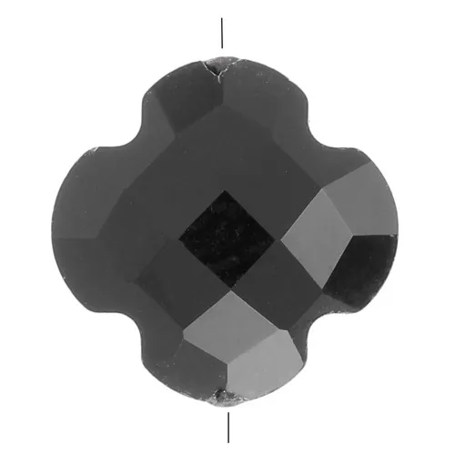Perla sfaccettata a forma di trifoglio 12 mm in vetro - Nero x1