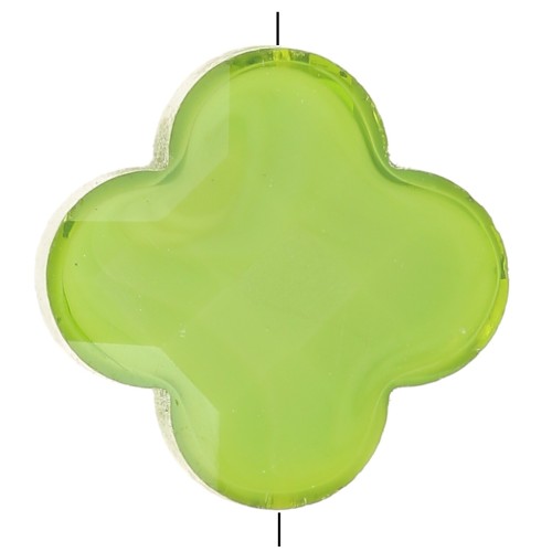 Perla sfaccettata a forma di trifoglio 12 mm in vetro - Verde x1