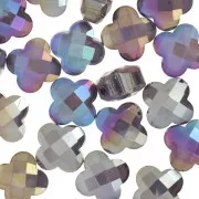 Perla sfaccettata a forma di trifoglio 12 mm in vetro - viola scuro x1