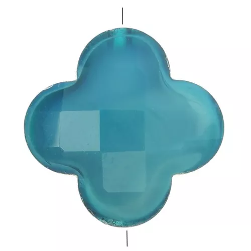 Perla sfaccettata a forma di trifoglio 12 mm in vetro - Blu petrolio x1
