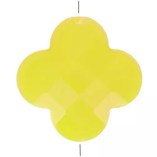 Perla sfaccettata a forma di trifoglio 12 mm in vetro - Giallo x1
