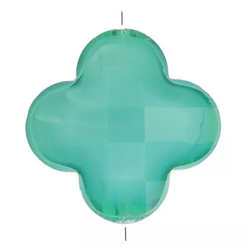 Perla sfaccettata a forma di trifoglio 12 mm in vetro - Verde anatra x1