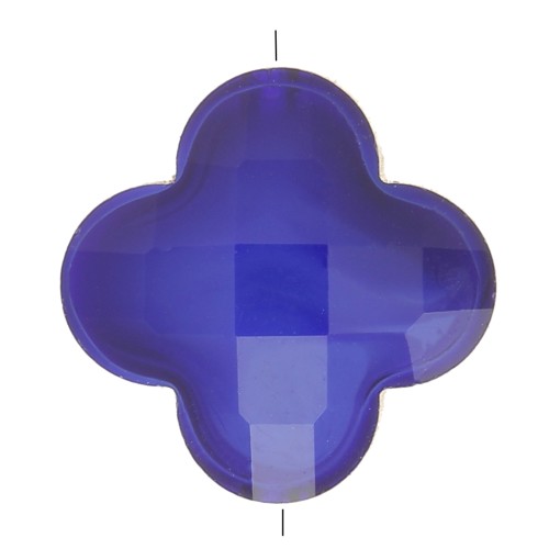 Perla sfaccettata a forma di trifoglio 12 mm in vetro - Blu scuro x1