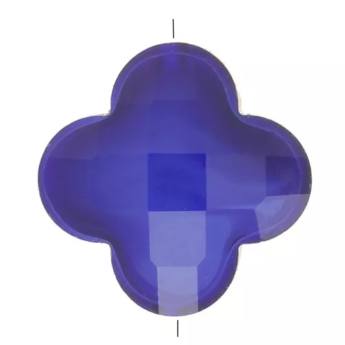 Perla sfaccettata a forma di trifoglio 12 mm in vetro - Blu scuro x1