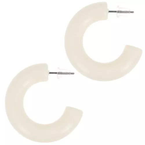 Orecchini cerchio con filo rotondo in resina opaca 33 mm - Ecrù x2