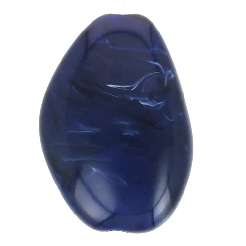 Perline piatta irregolare in acrilico 38x26 mm - Blu marcato x1
