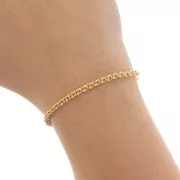 Catena maglia forzatina 3 mm - Dorato con oro fino x1m